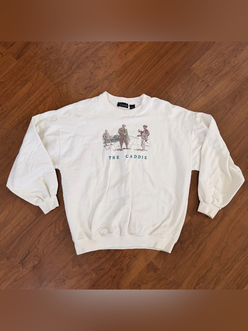 Vintage Sweatshirt Mens XL White Golf The Caddie Fleece Embroidered Crewneck 90s